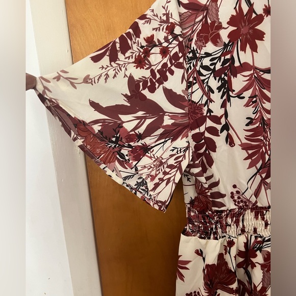 Rust ,cream, and black tropical floral dress. - Picture 4 of 8